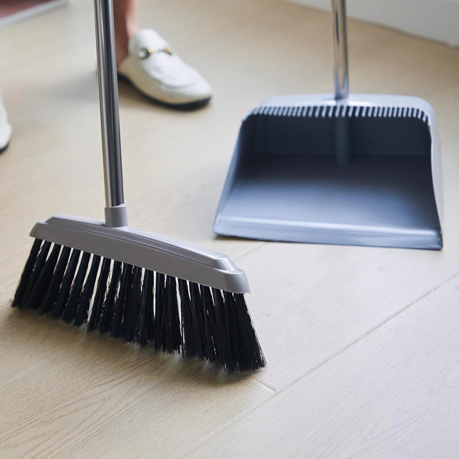 8 Set 16 Pcs Broom and Dustpan Set 53 Inch Broom with Dustpan Combo with Long Ha