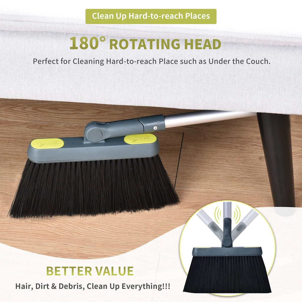 Broom and Dustpan Set for Home with 54"Long Handle Upright and Lightweight