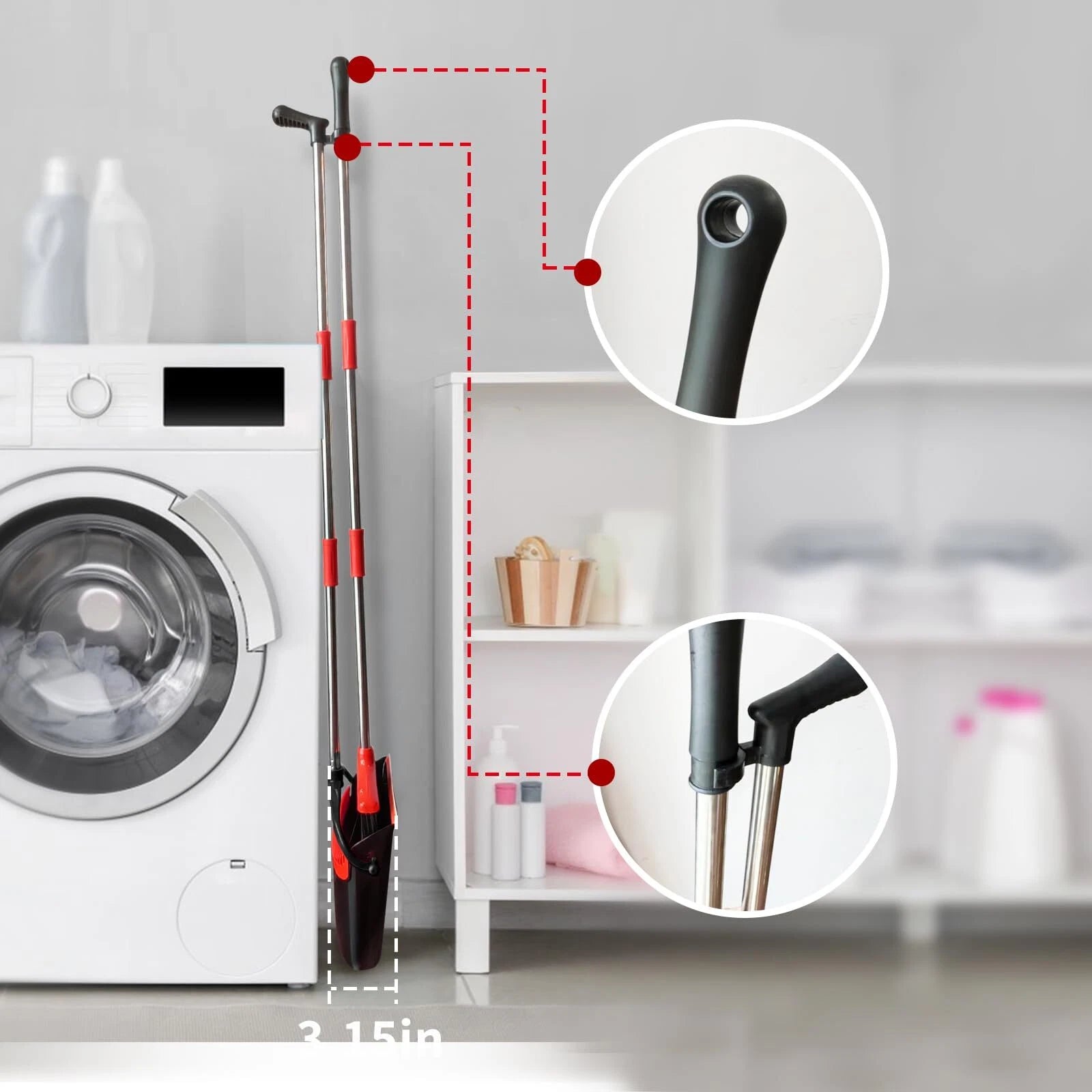 Broom and Dustpan Combo Set 54 Long Handle Adjustable Stainless Steel