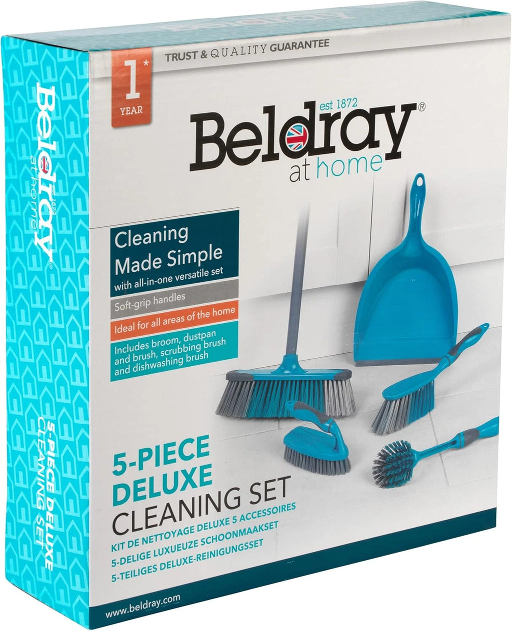 Cleaning Bundle with Broom, Dustpan and Brush Set, Scrubbing Brush