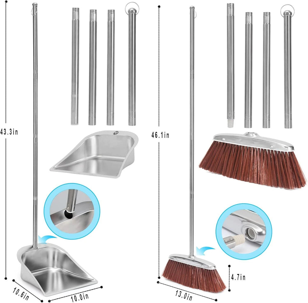 Household Broom and Dustpan Set, 56" Kitchen Broom and Dustpan Combo Set