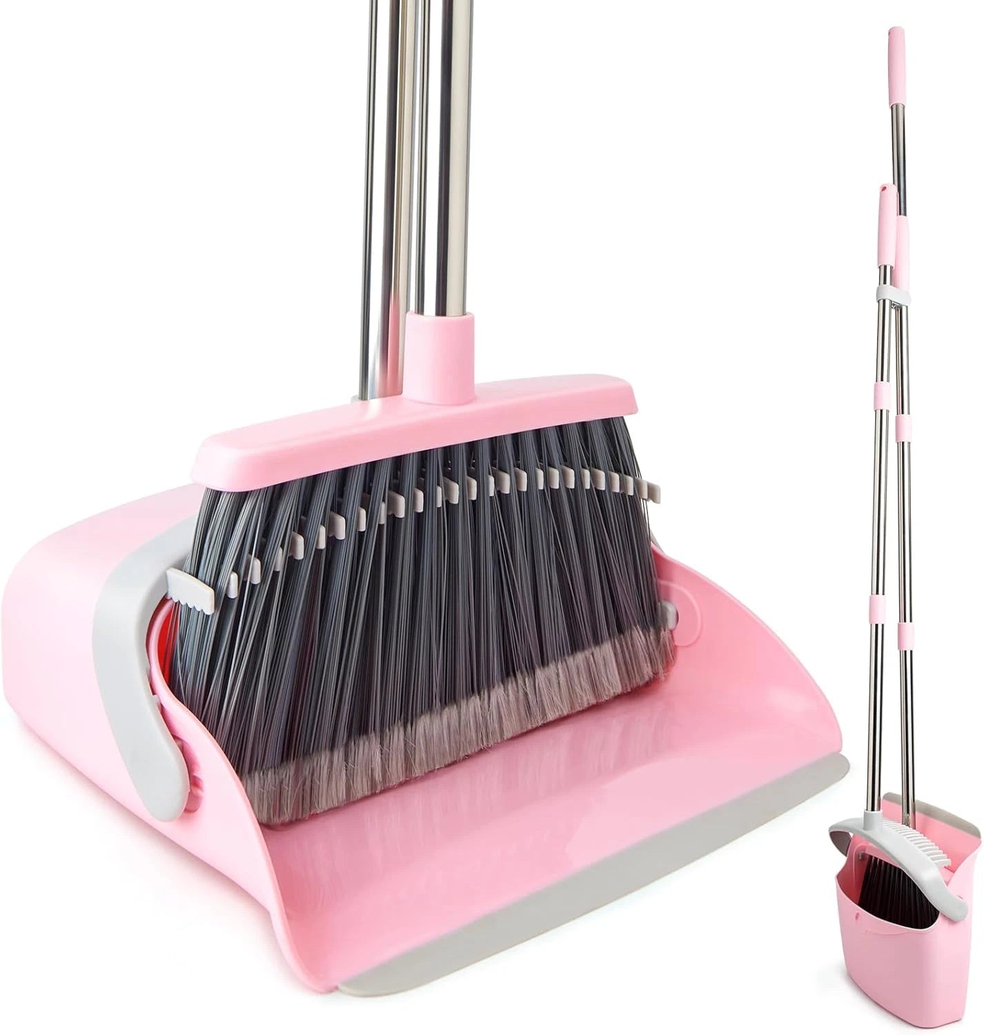 Broom and Dustpan Set, Efficient Floor Cleaning with Broom, Long Handle and Stan