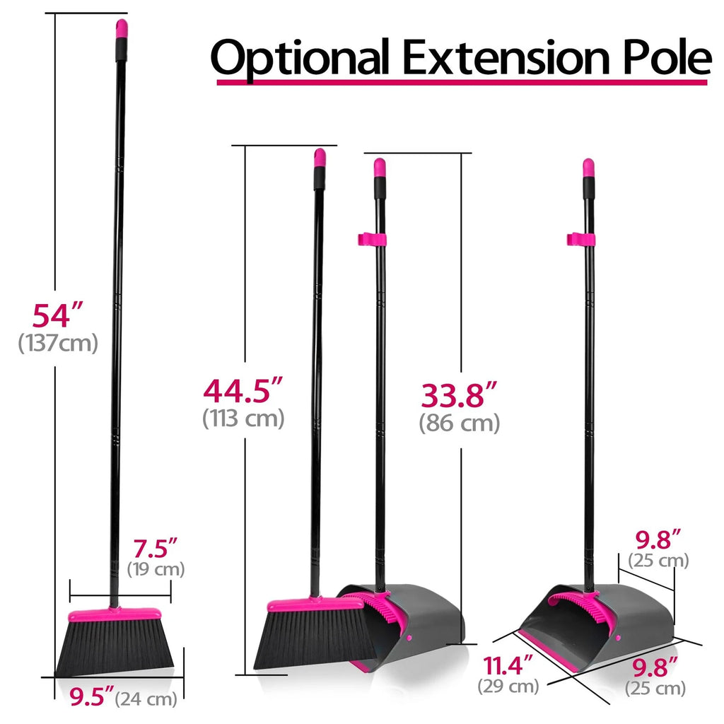 Broom with Dustpan Combo Set, Long Handle Lightweight Indoor Broom Set, Uprig...