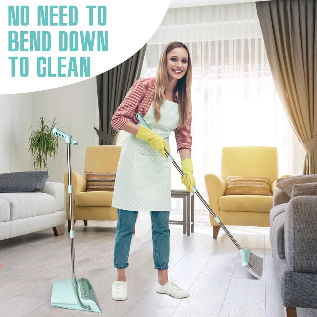 Broom and Dustpan Set with 55" Handle for Home and Office Cleaning