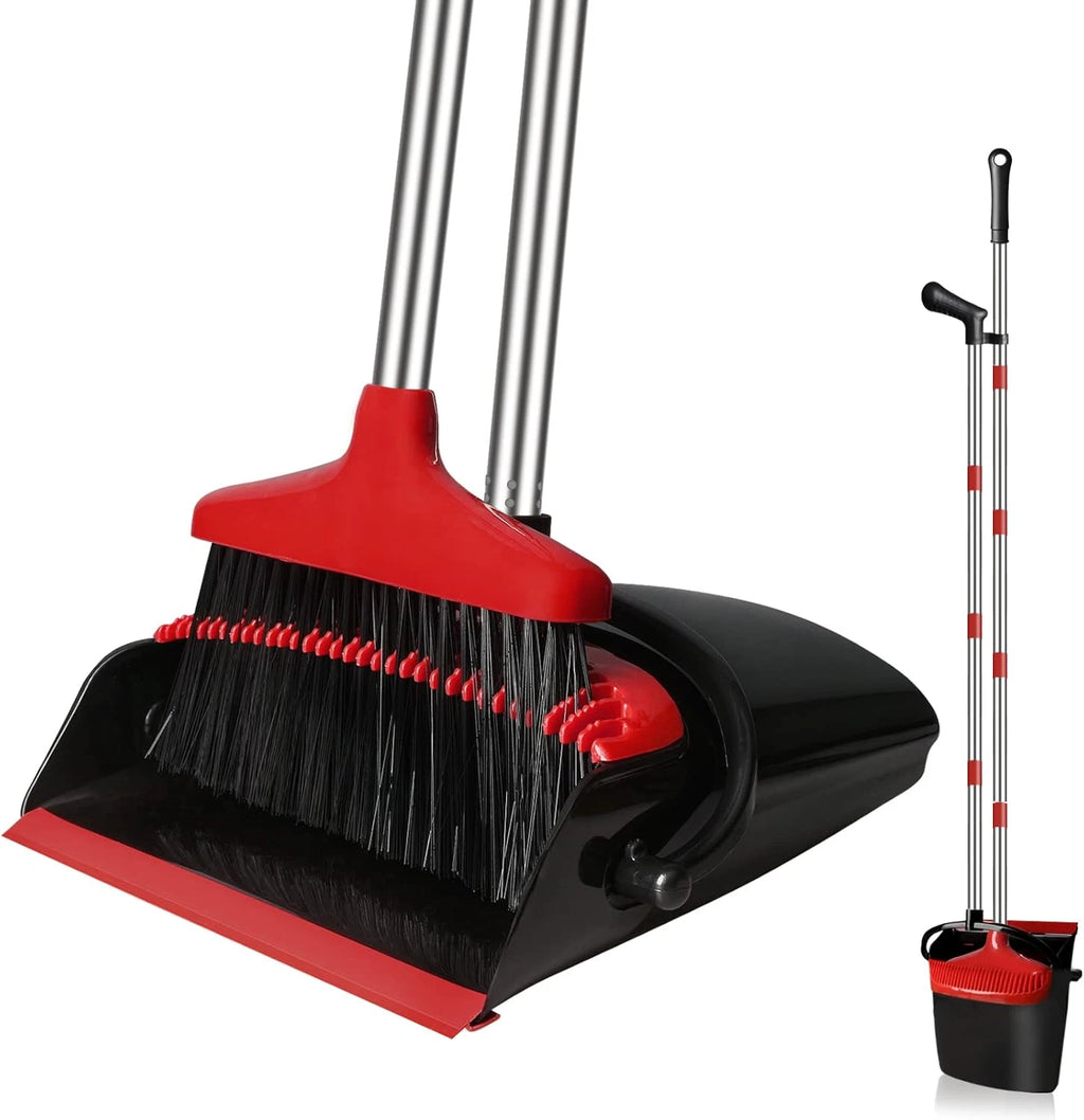 Upright Broom and Dustpan Set for Home, 55" Long Handle Combo, Indoor Sweep for