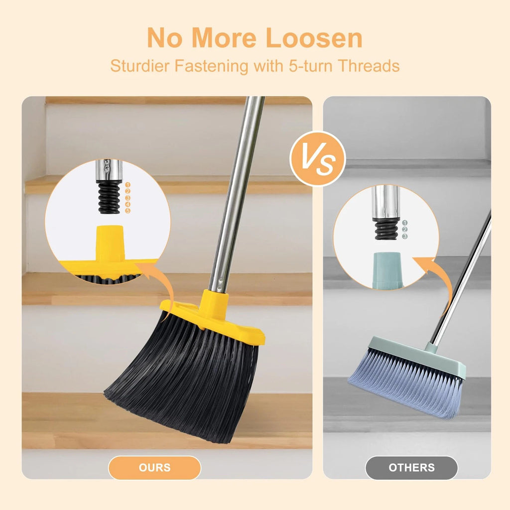 3-Pack Commercial Broom and Dustpan Combo Set, Industrial 51'' Broom and Dust...