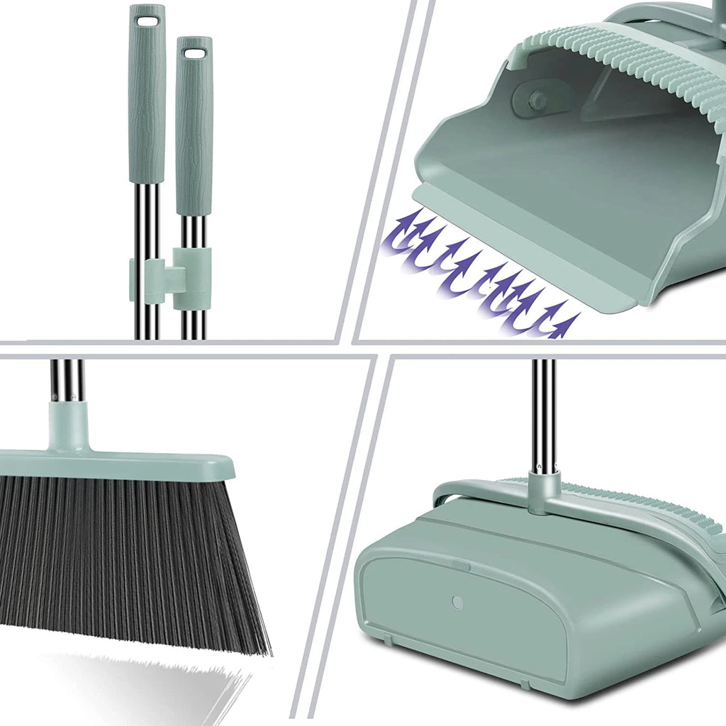 Upgrade Broom and Dustpan Set, Large Size and with Long Handle Upright Ideal
