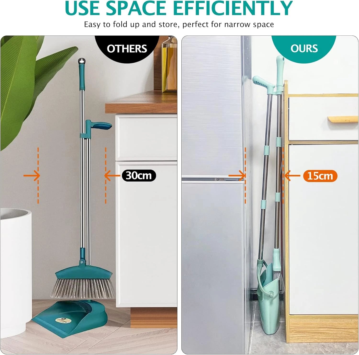 Broom and Dustpan Set for Home, Broom with Dustpan Cleaning Teeth Combo Set, Ind