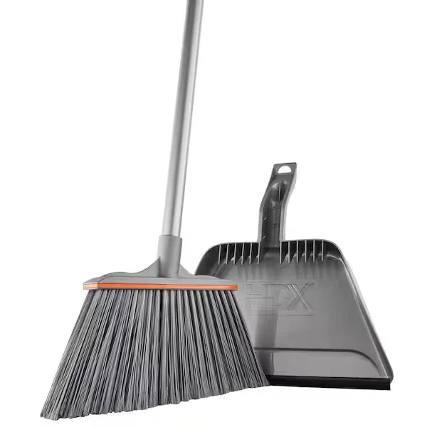 HDX 15 in. Angle Broom and Step-On Dustpan Set