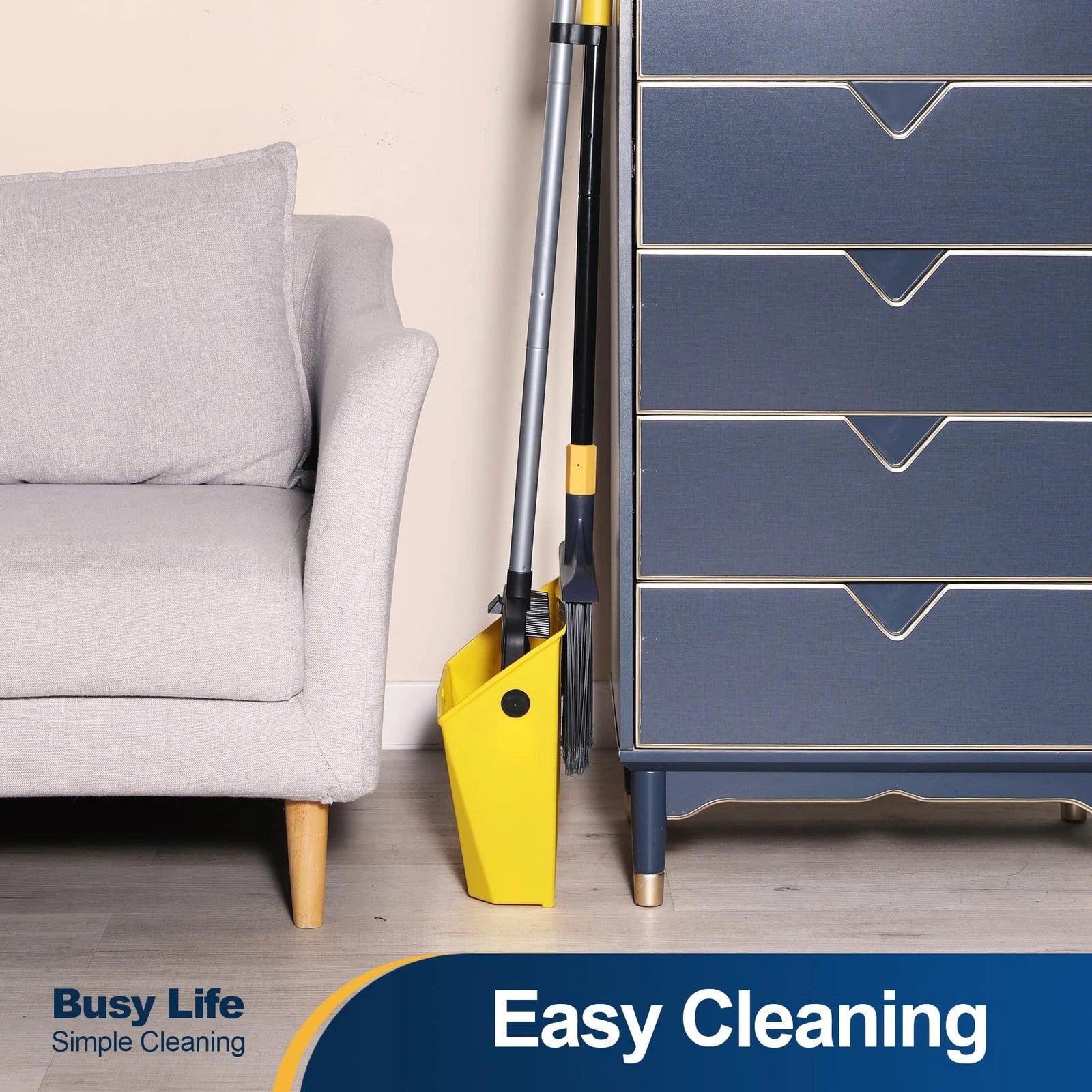 Commercial Broom and Dustpan Set 2 Plus 1 Set with Comb Commercial Outdoor In...