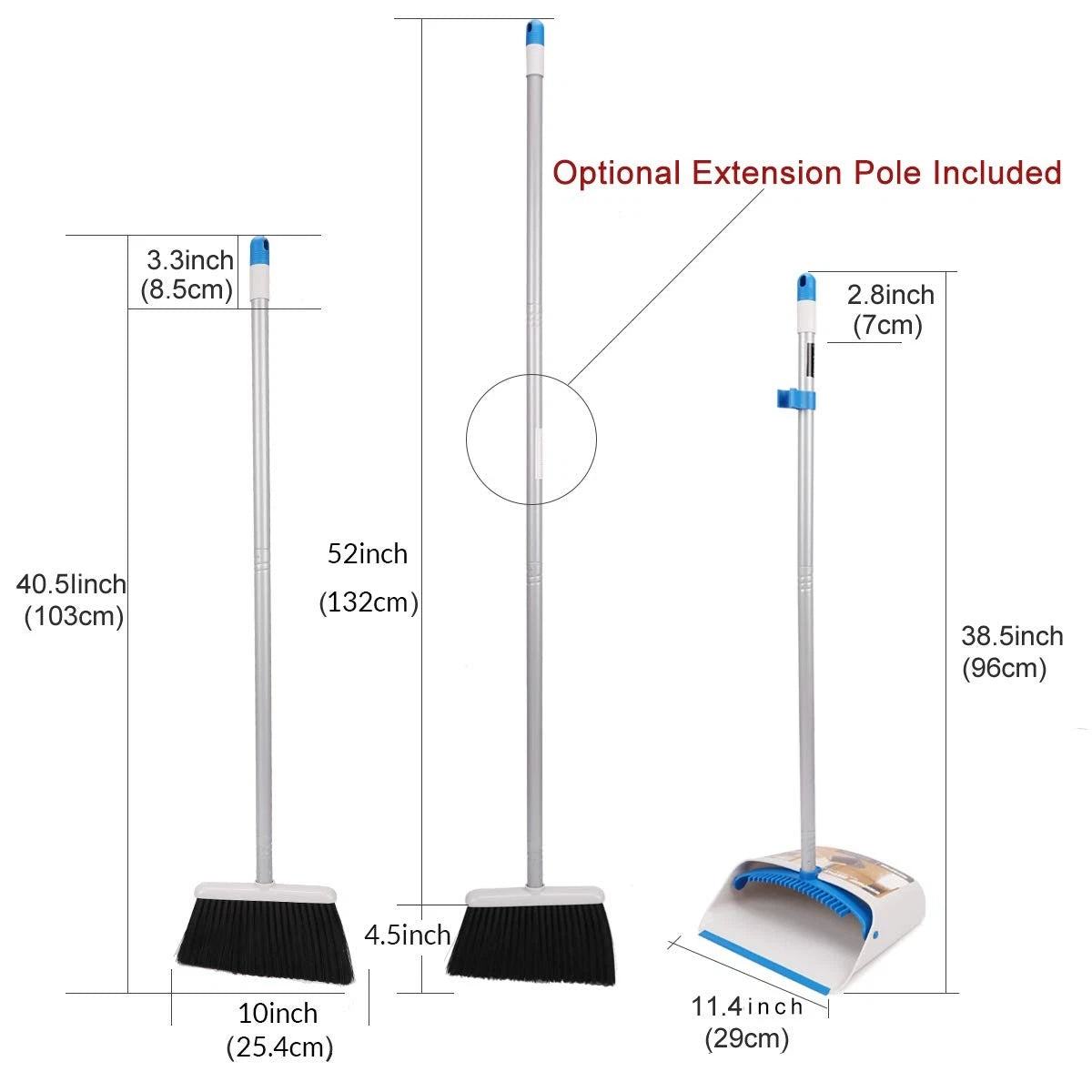 TreeLen Long Handle Broom and Dustpan Set,Upright Dust Pan Combo for Home, Ki...
