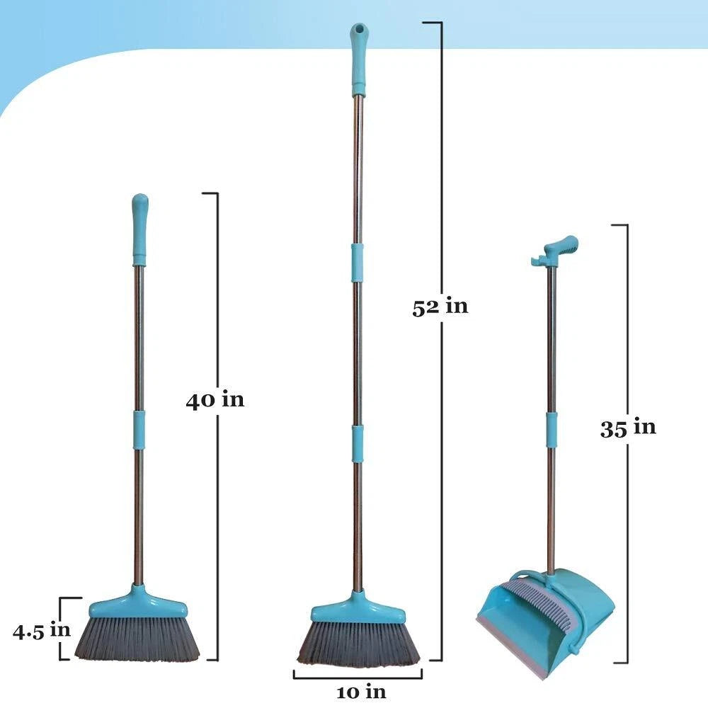 Broom and Dustpan Set Lightweight Upright Lobby Broom and Dust Pan Combo with...