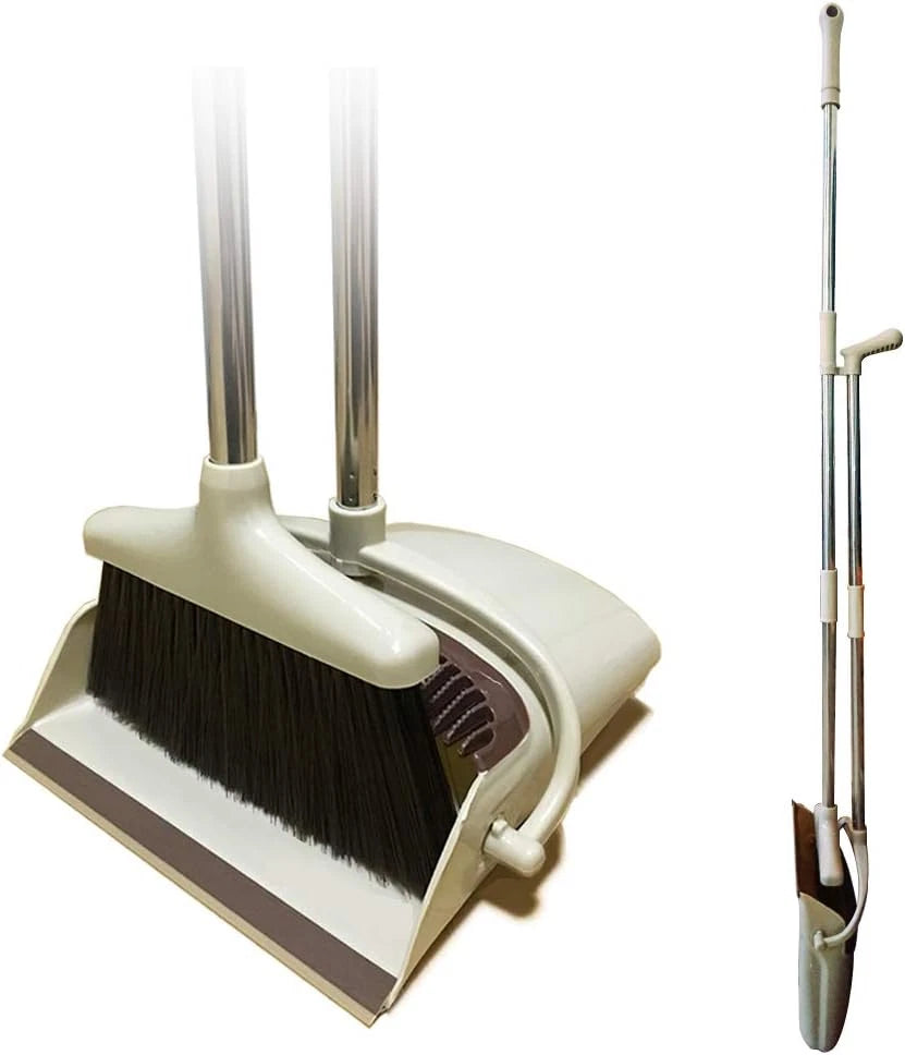 Broom and Dustpan Set Lightweight Upright Lobby Broom and Dust Pan Combo with Lo
