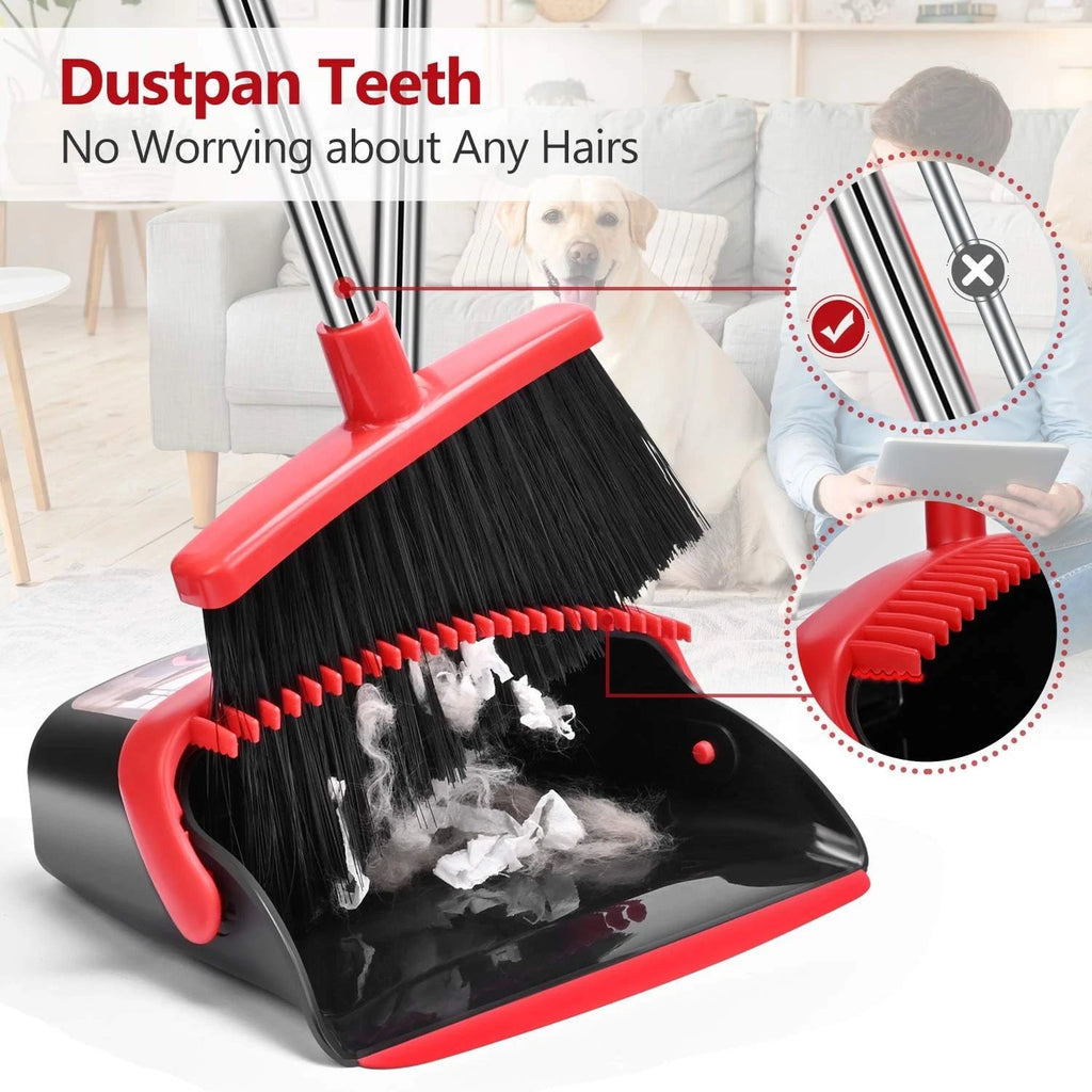 Broom and Dustpan Set, Dust Pan and Broom Combo for Floor Cleaning Dustpan wi...