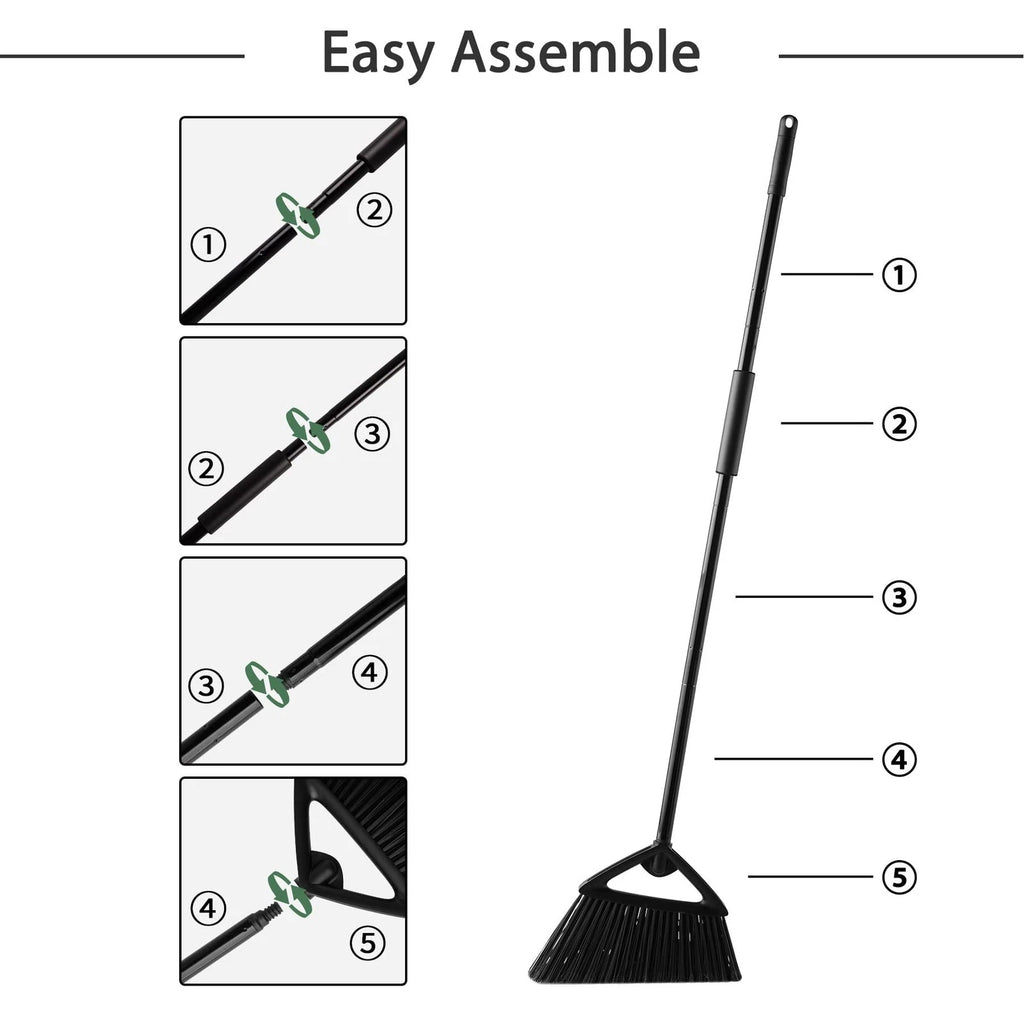 Commercial Angle Broom and Dustpan Combo with Long Handle Lobby Dust Pan Swee...