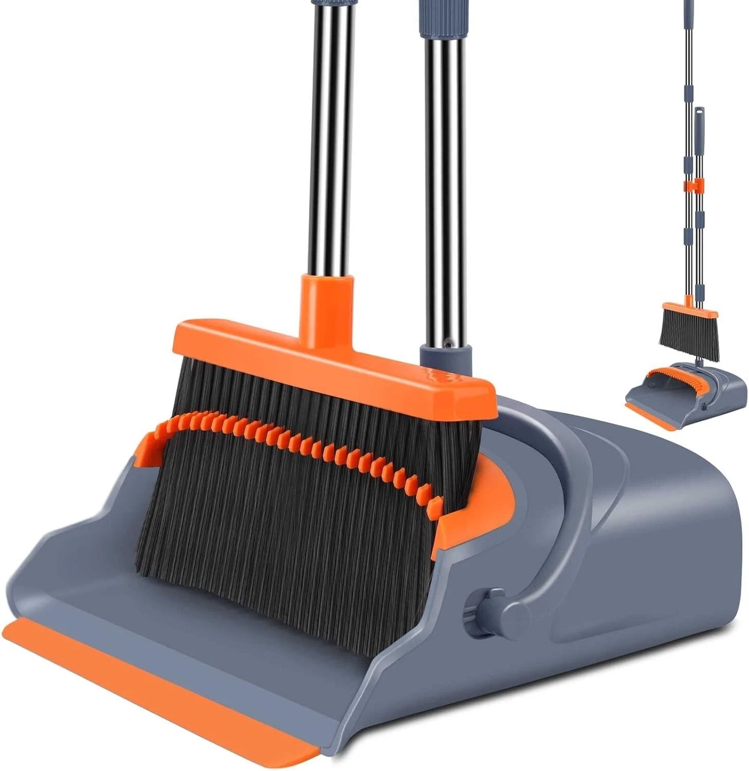 Kelamayi Broom Dustpan Set Self-Cleaning Upright Pet Hair Floor Sweeper