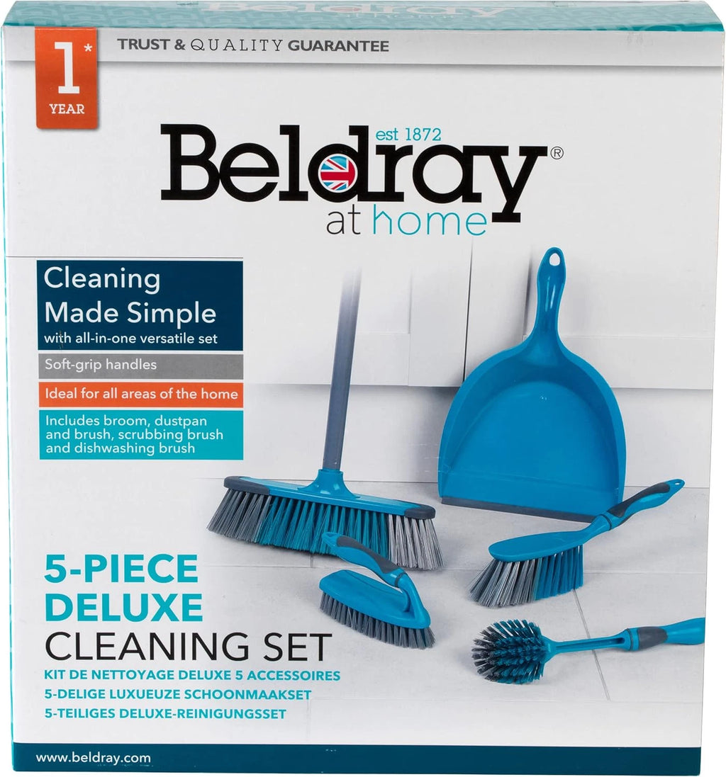 Cleaning Bundle with Broom, Dustpan and Brush Set, Scrubbing Brush