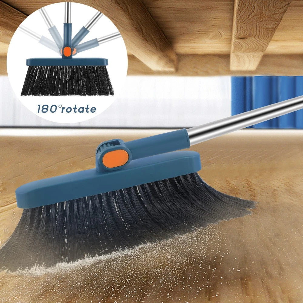 3x Adjustable Long Handle Dustpan and Brush Dust Pan and Broom with Broom Holder