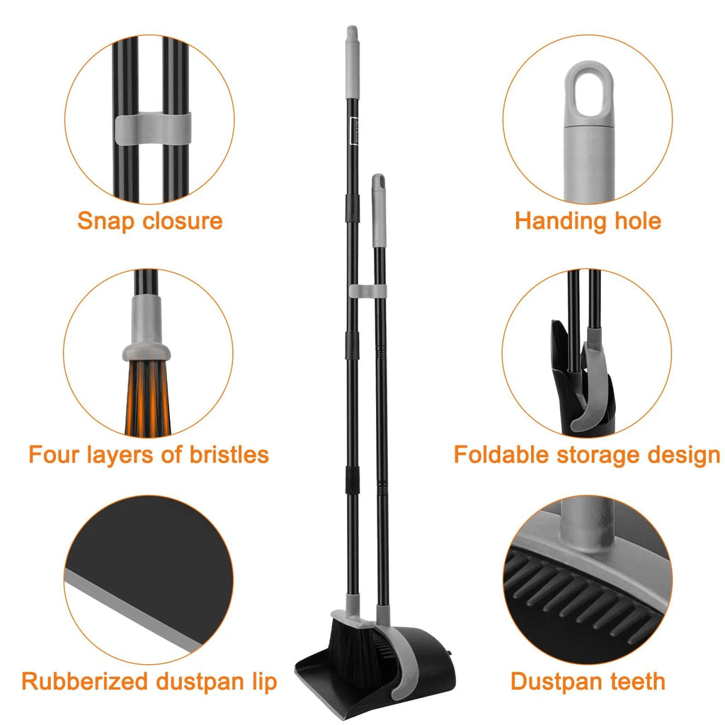 Broom and Dustpan Set Dust Pan with Long Handle 52 Broom with Stand Up