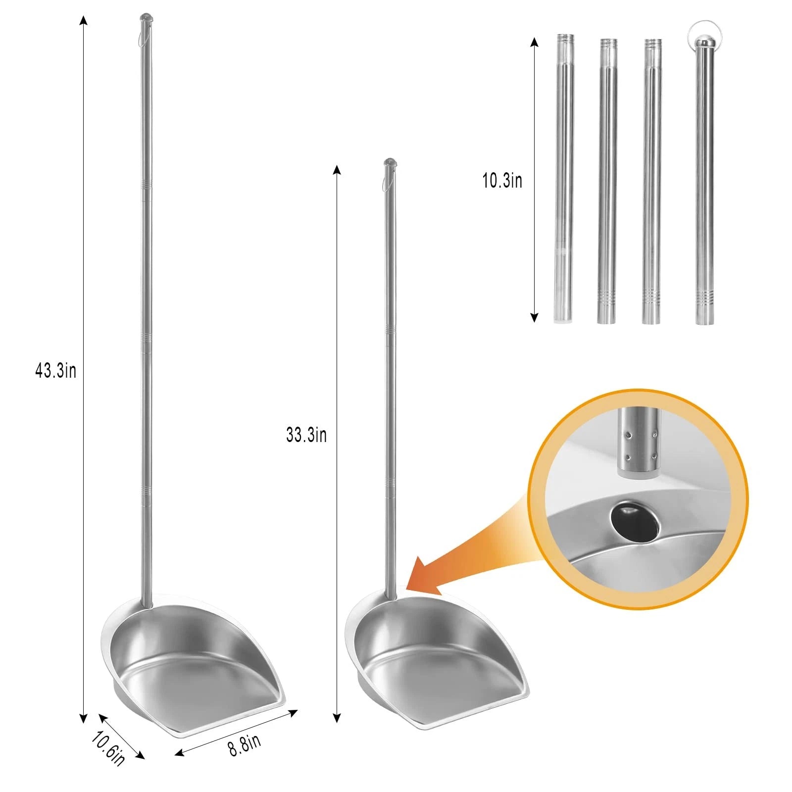 Broom and Dustpan Set Long Handle Heavy Duty Upright Windproof for Home Office