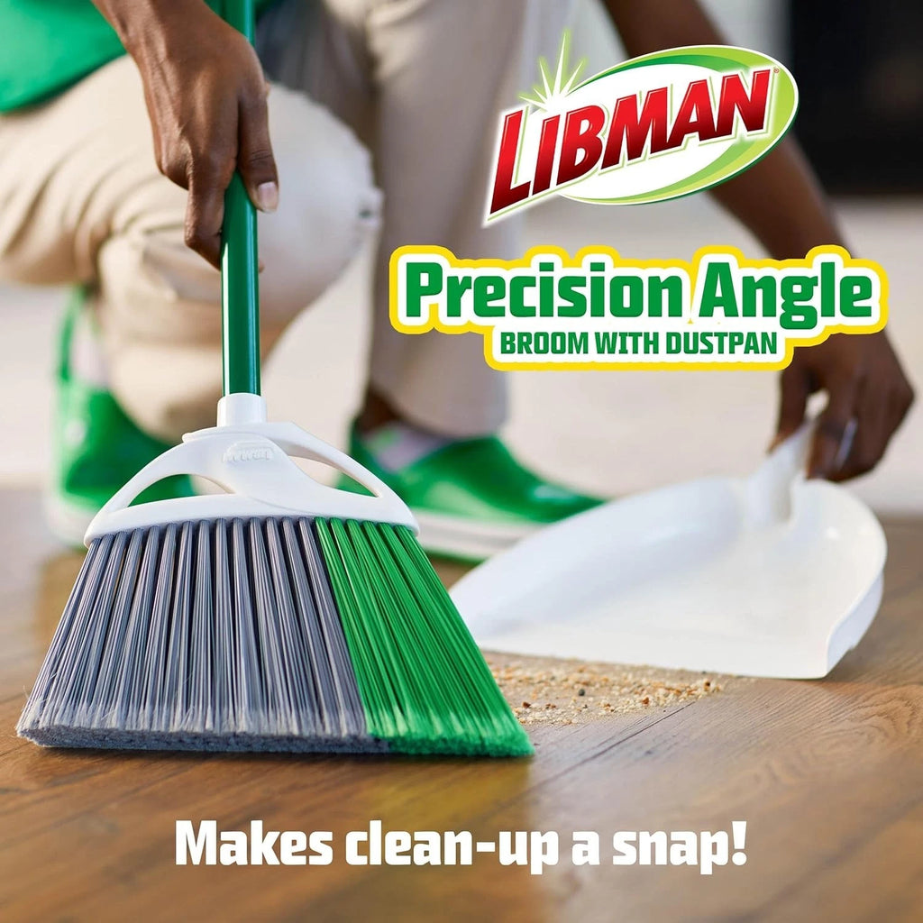 USA-Made Precision Broom & Dustpan Set - Flagged Bristles for Tough Dirt Removal