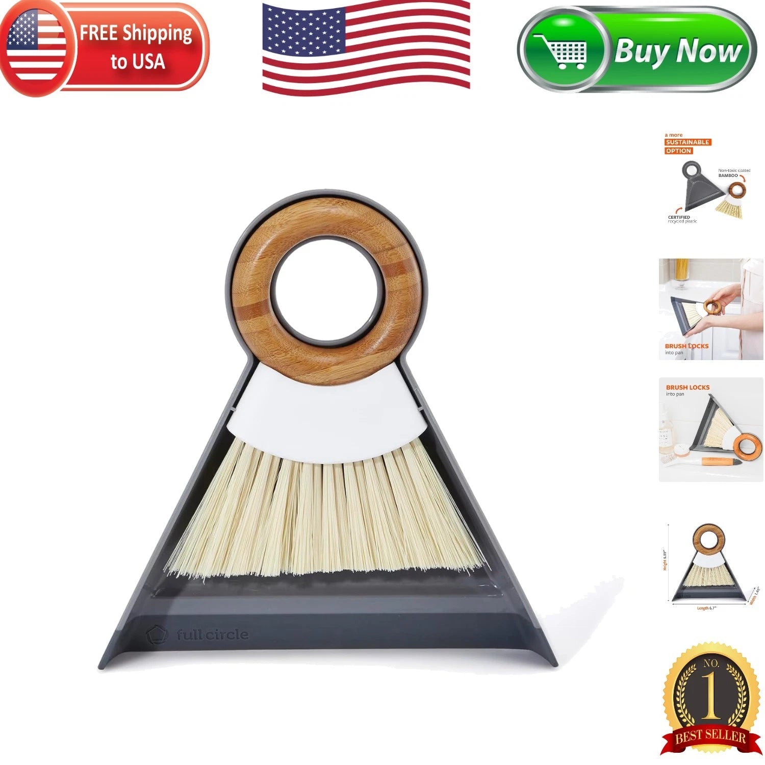 Tiny Team Mini Broom & Dustpan Set - Eco-Friendly Compact Cleaning Solution