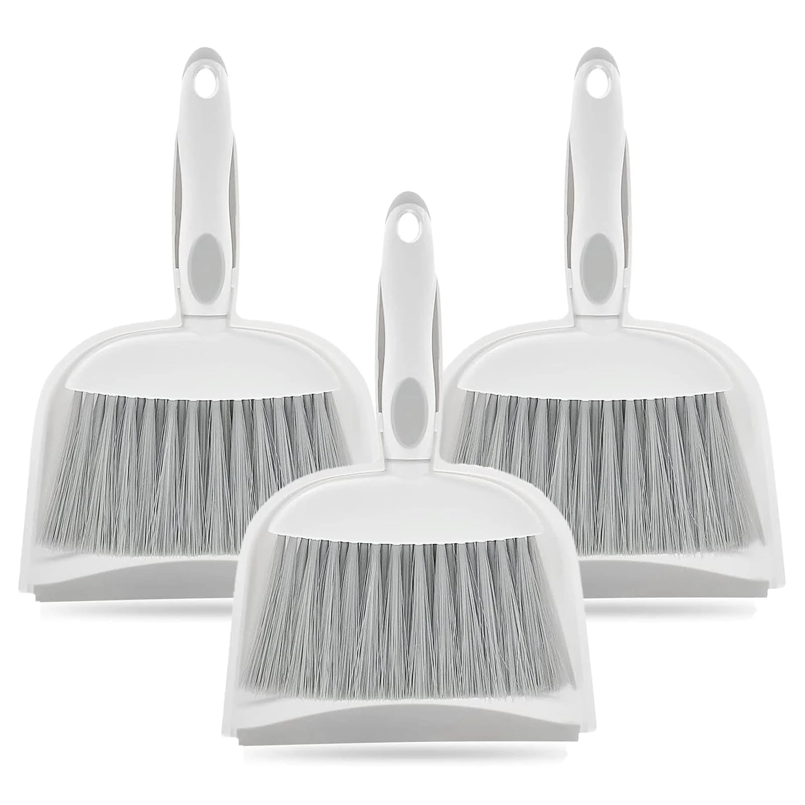 3 PCS Mini Broom and Dustpan Set Small Whisk Brush for Desk Home Tent Gray