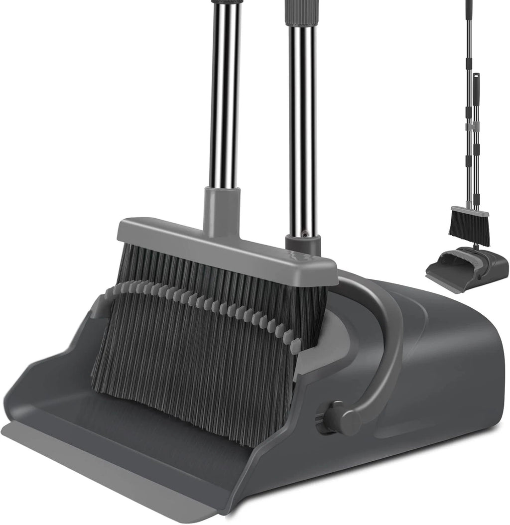 Broom and Dustpan Set for Home, Office, Indoor&Outdoor Sweeping, Stand