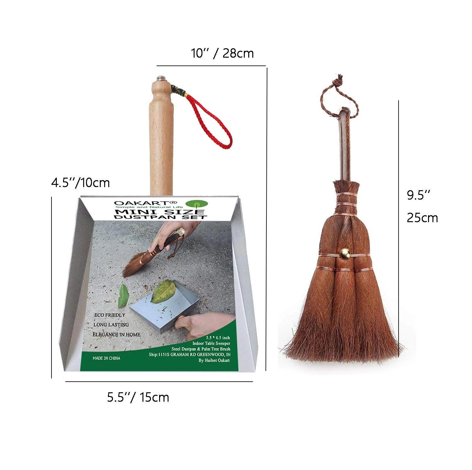 Mini Metal Dustpan and Brush Set Natural Bristle Hand Broom for Fireplace