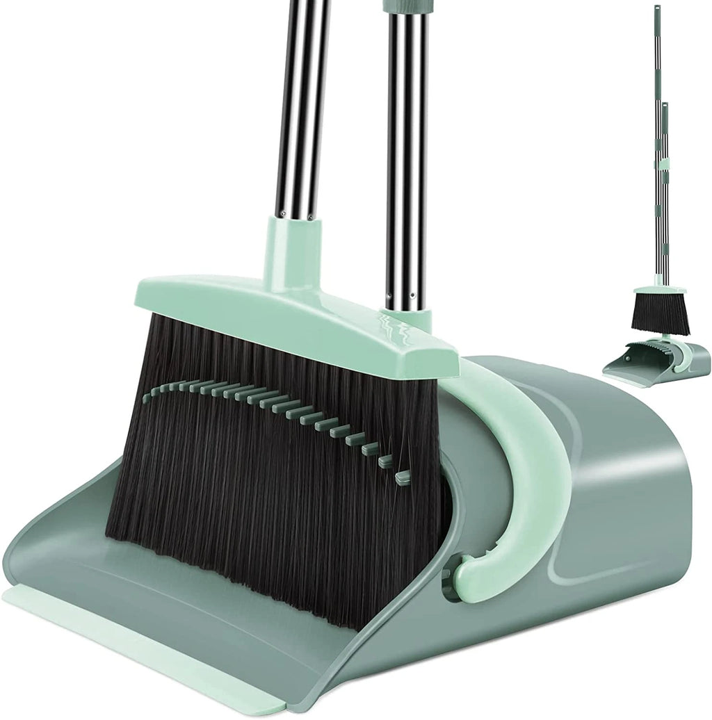 Broom and Dustpan Set for Home, Dust Pan with Long Handle, Broom with Dustpan