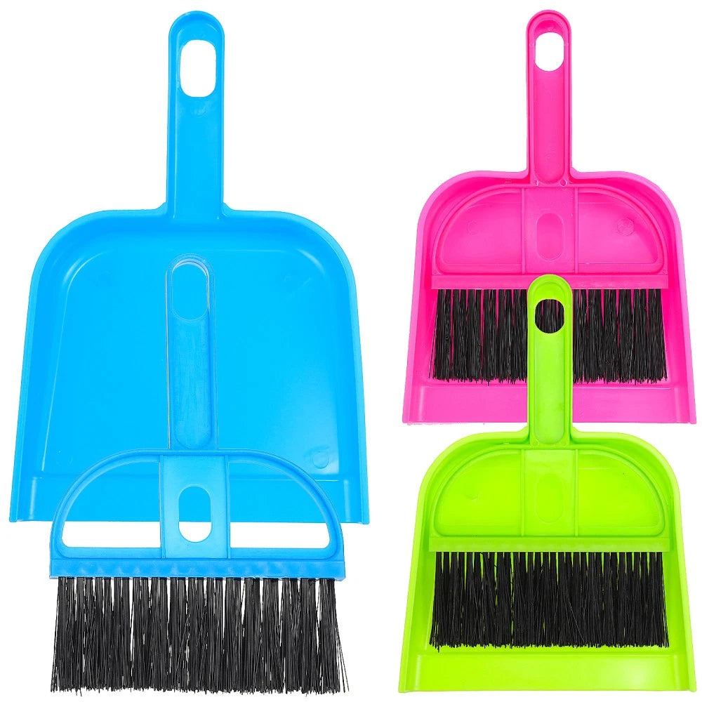 3 Sets of Small Brooms and Dustpans Handheld Dustpans and for Countertop Table