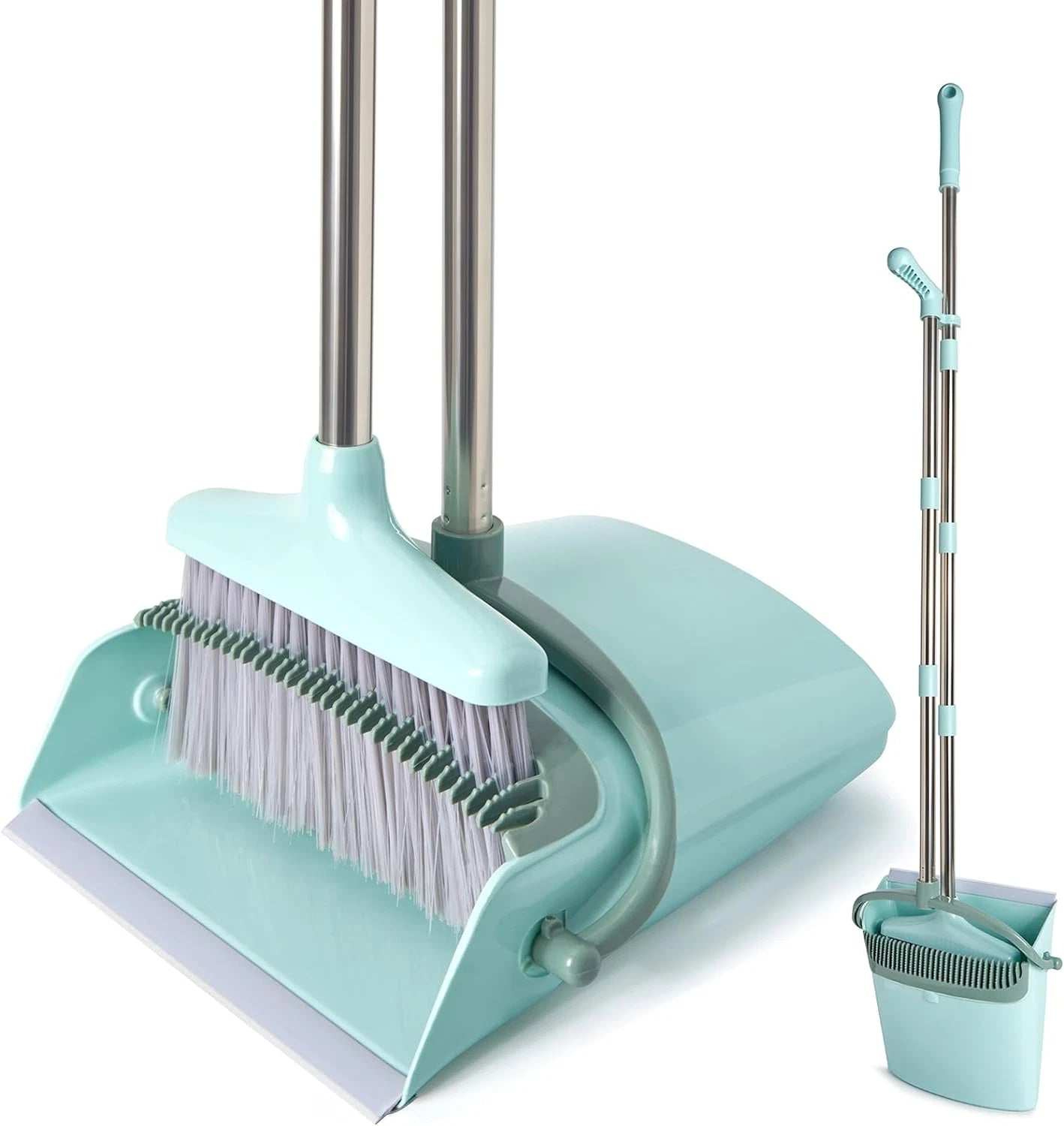 XXXFLOWER Broom and Dustpan Set for Home, Broom with Dustpan Cleaning Teeth Comb