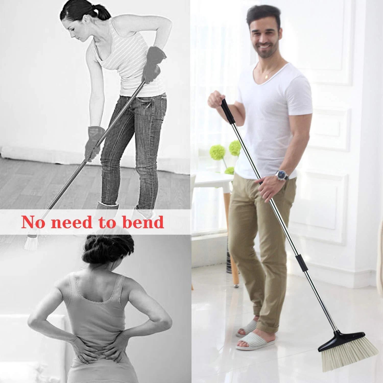 Broom and Dustpan Set for Home with Lid Indoor Upright Long Handle Apartment