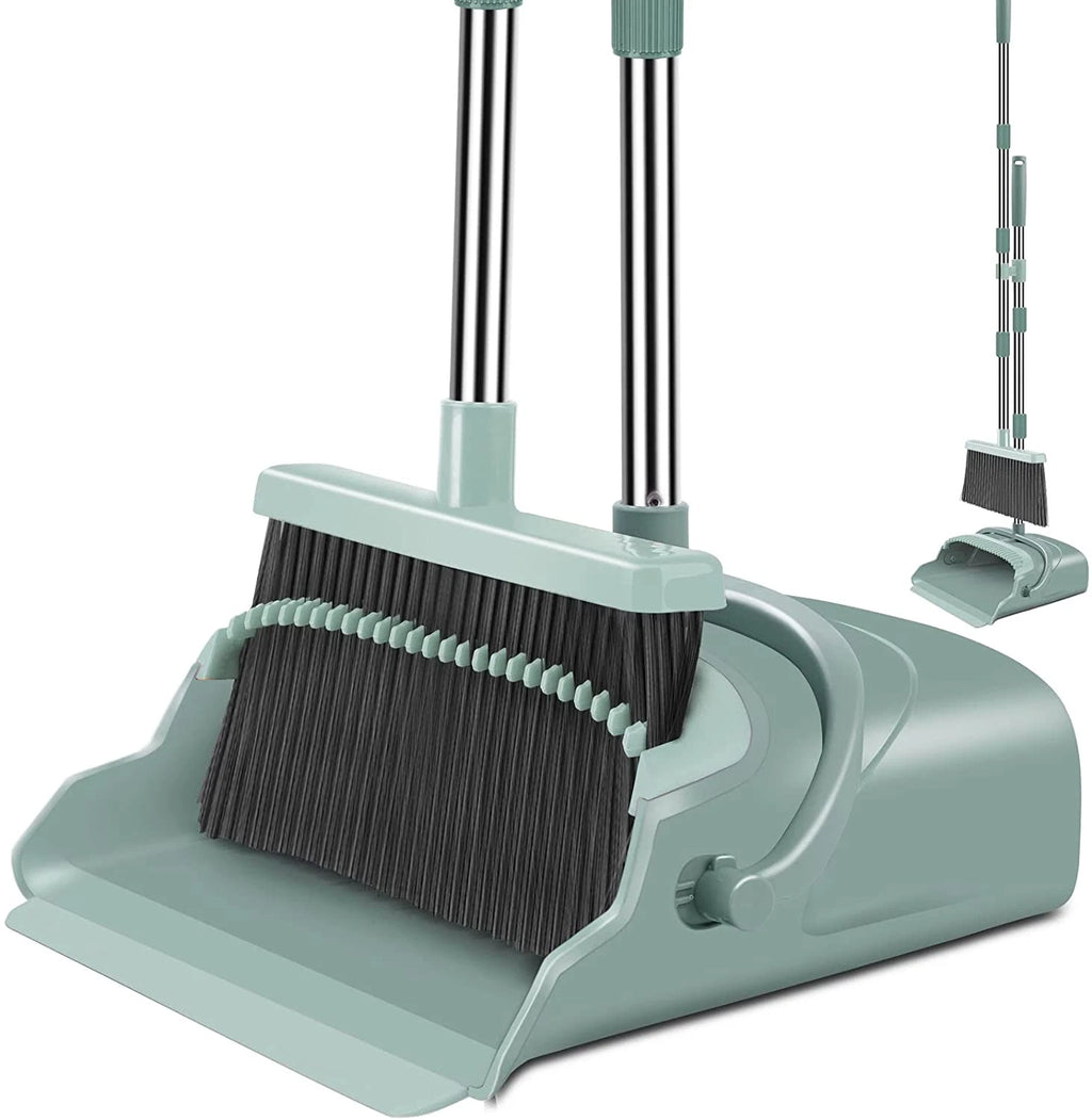 Upgrade Broom and Dustpan Set, Large Size and with Long Handle Upright Ideal
