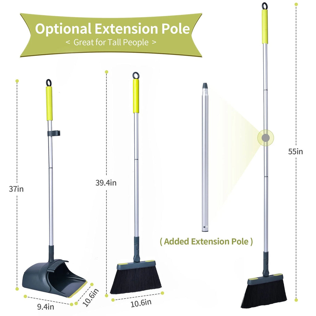 Broom and Dustpan Set for Home with 54"Long Handle Upright and Lightweight
