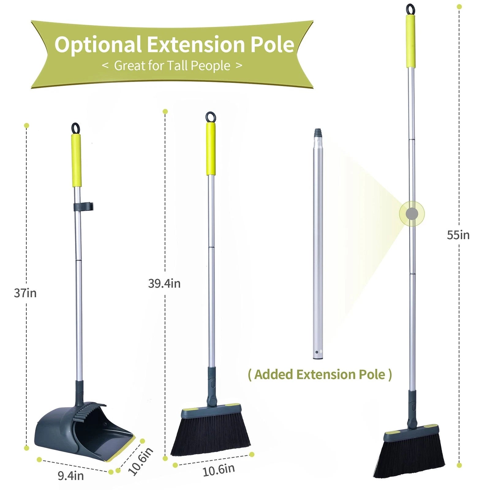 Broom and Dustpan Set for Home with 54"Long Handle Upright and Lightweight