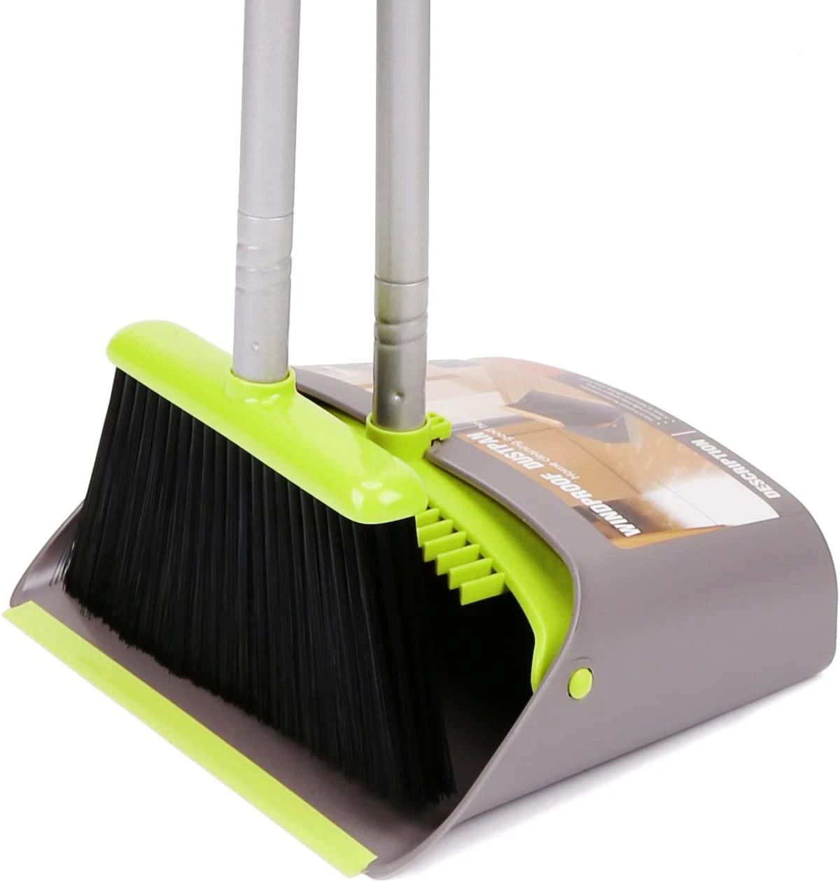 Broom & Dustpan Set, Broom & Dust Pan w/ Long Handle Combo Set for Office & Home