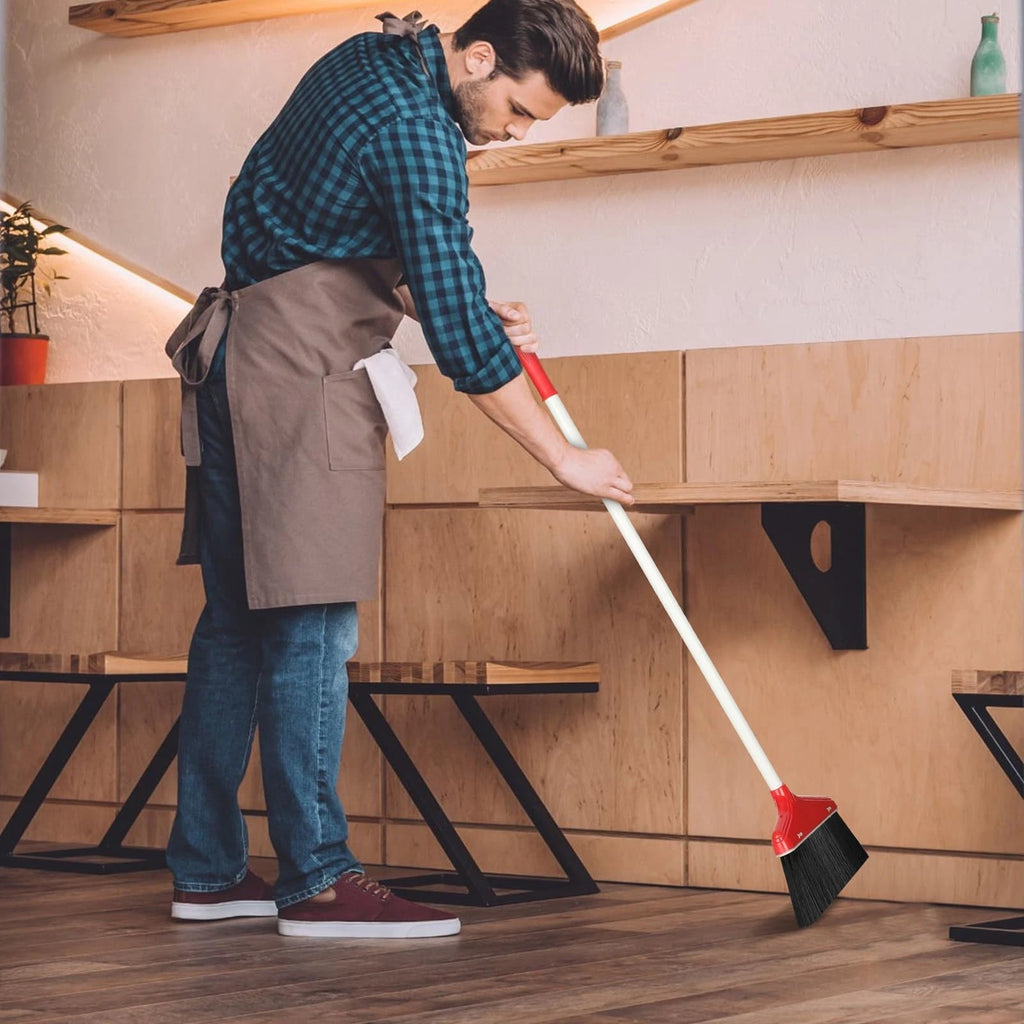 Set of 8 Long Handle Broom and Dustpan Upright Standing Combo for Floor Cleaning