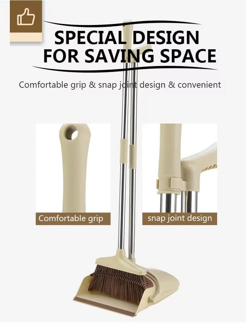Broom and Dustpan Set, Broom with Dustpan Combo Set, Brooms for Sweeping Indoor,