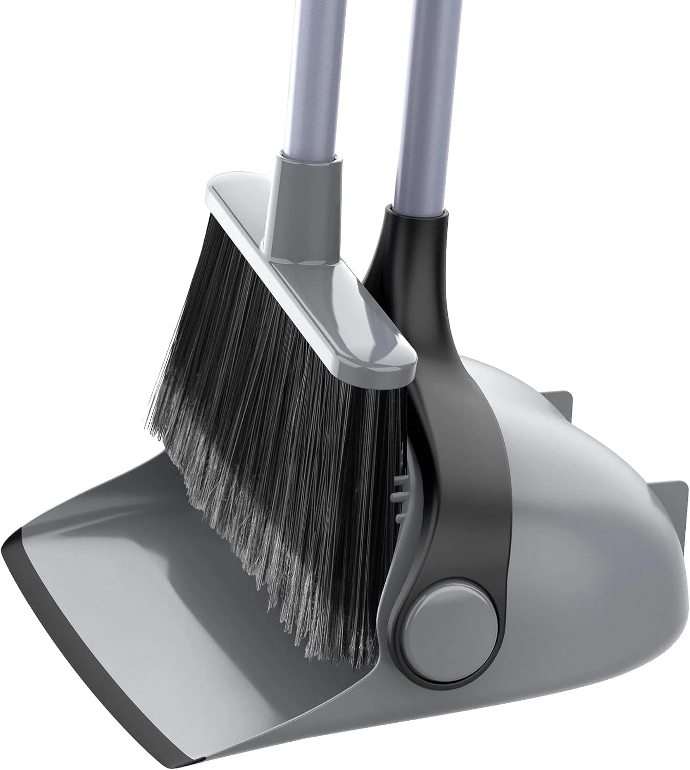 Broom and Dustpan Set with Adjustable Long Handle, Upright Combo for Floor, Cle