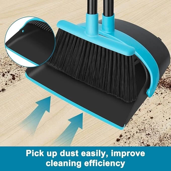 Dust pan and Broom Set with 48" Long Handle