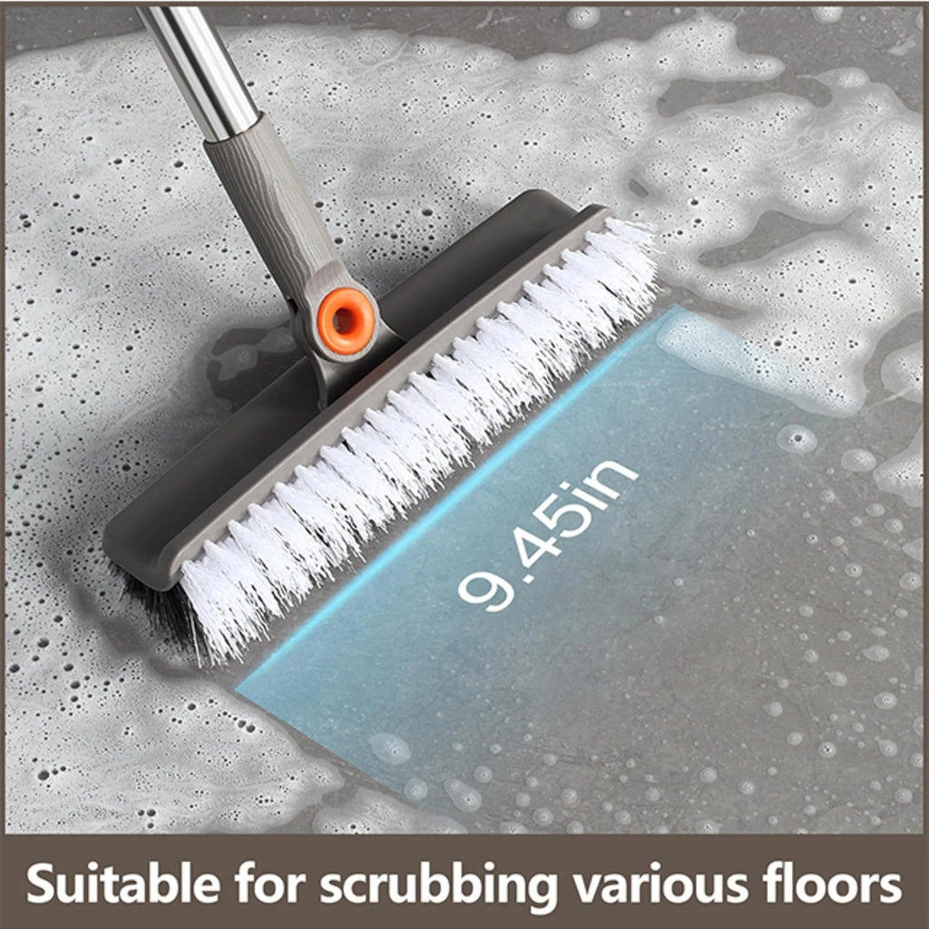 Multifunction 3-In-1 Broom Dustpan Silicone Broom Squeegee Scrub Brush Set Long