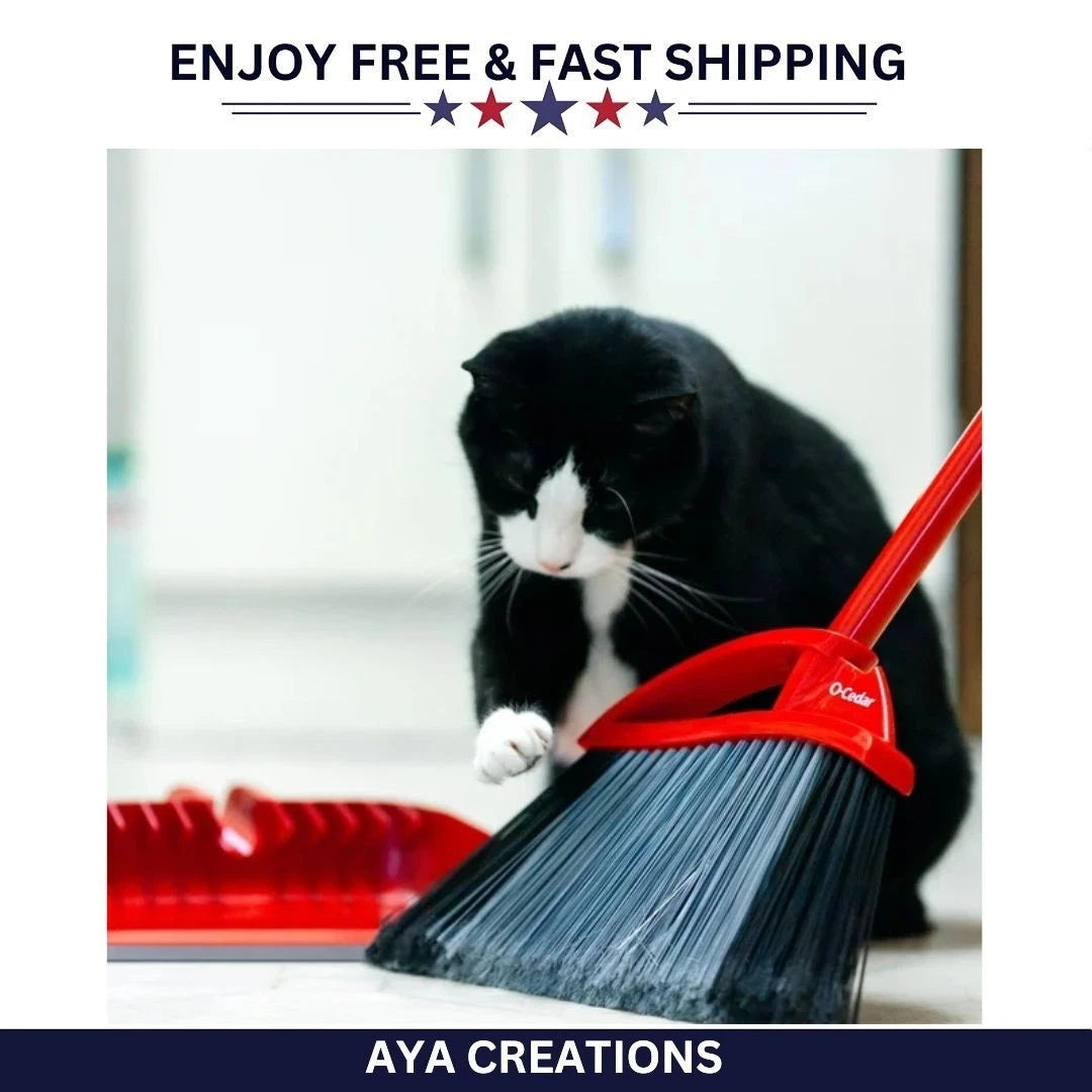 O-Cedar Pet Pro Broom & Step-On Dustpan Set for Hair, Dirt & Debris Cleanup