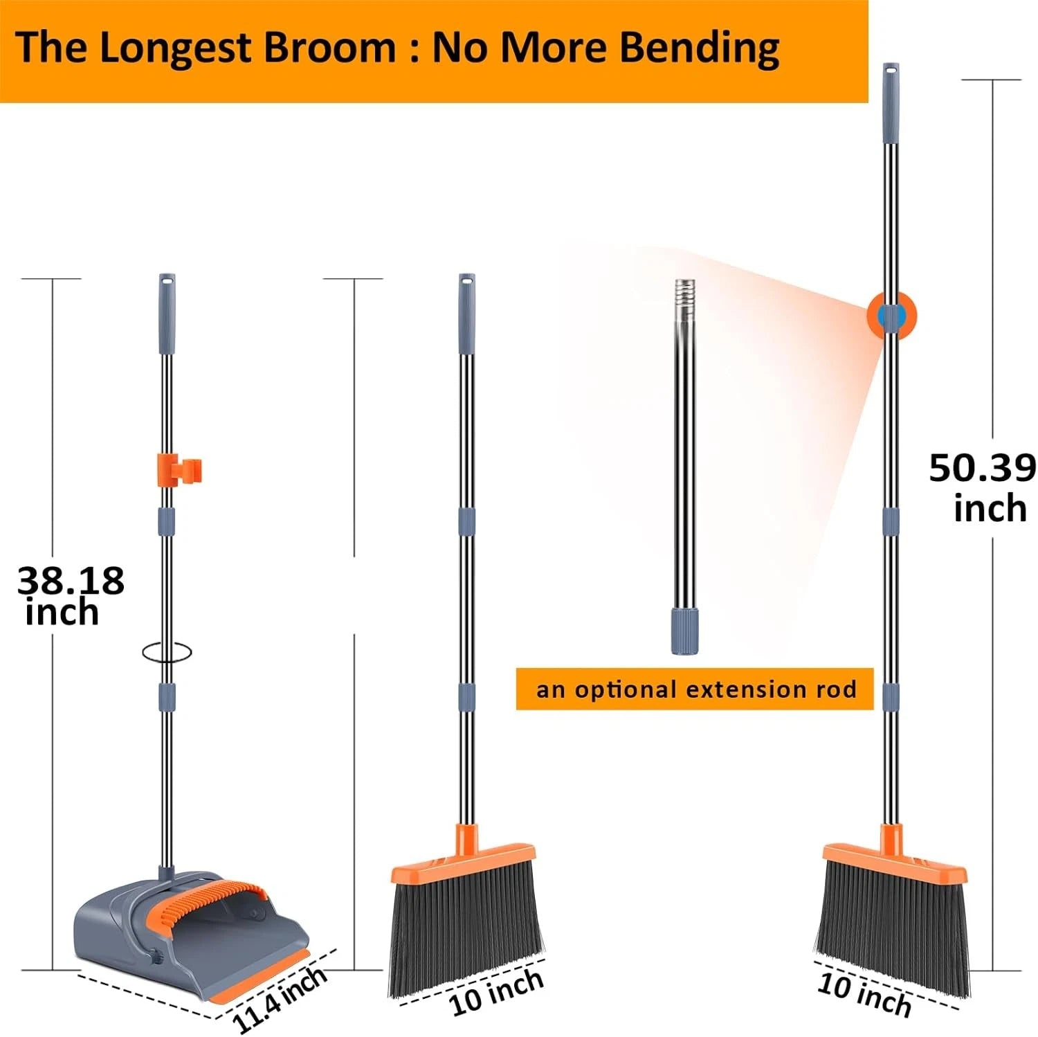 Upgraded broom and dustpan set, equipped with dustpan teeth.