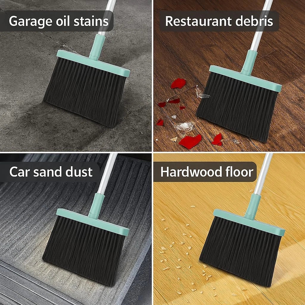 Pet Hair Broom & Dustpan Set – Long Handle 41–51″, TPR Edge, Self-Cleaning Du...