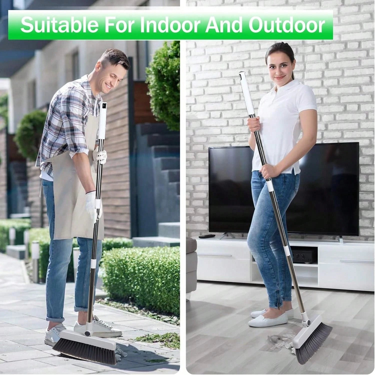 NGE-3-In-1 Broom And Dustpan Set, Soft Bristle, 180 Degree Rotatable Broom Dustp