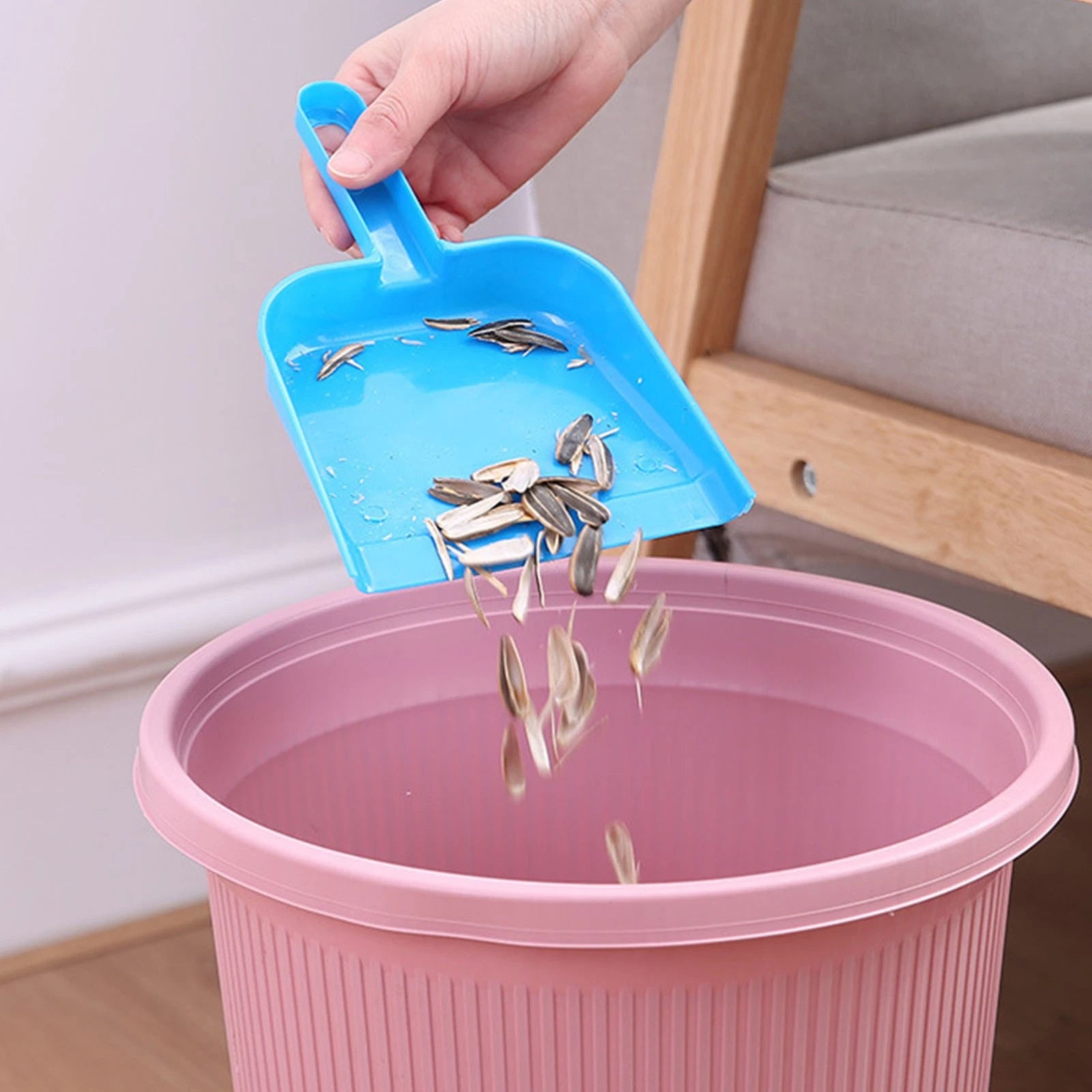 (Blue)Small Hand Broom Dustpan Set Multifunctional Portable Table Top Brush