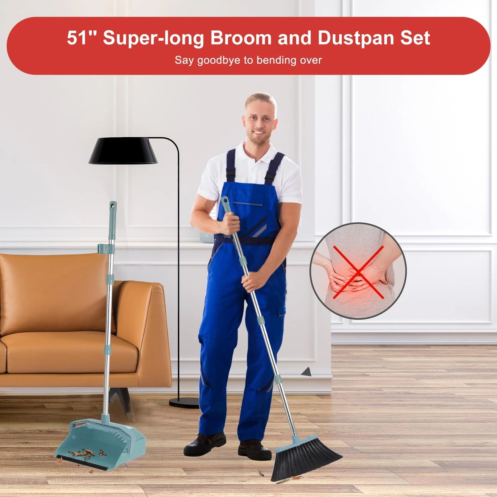 Upgrade Broom And Dustpan Set Broom With Dustpan Combo Set Large Broom And Dust