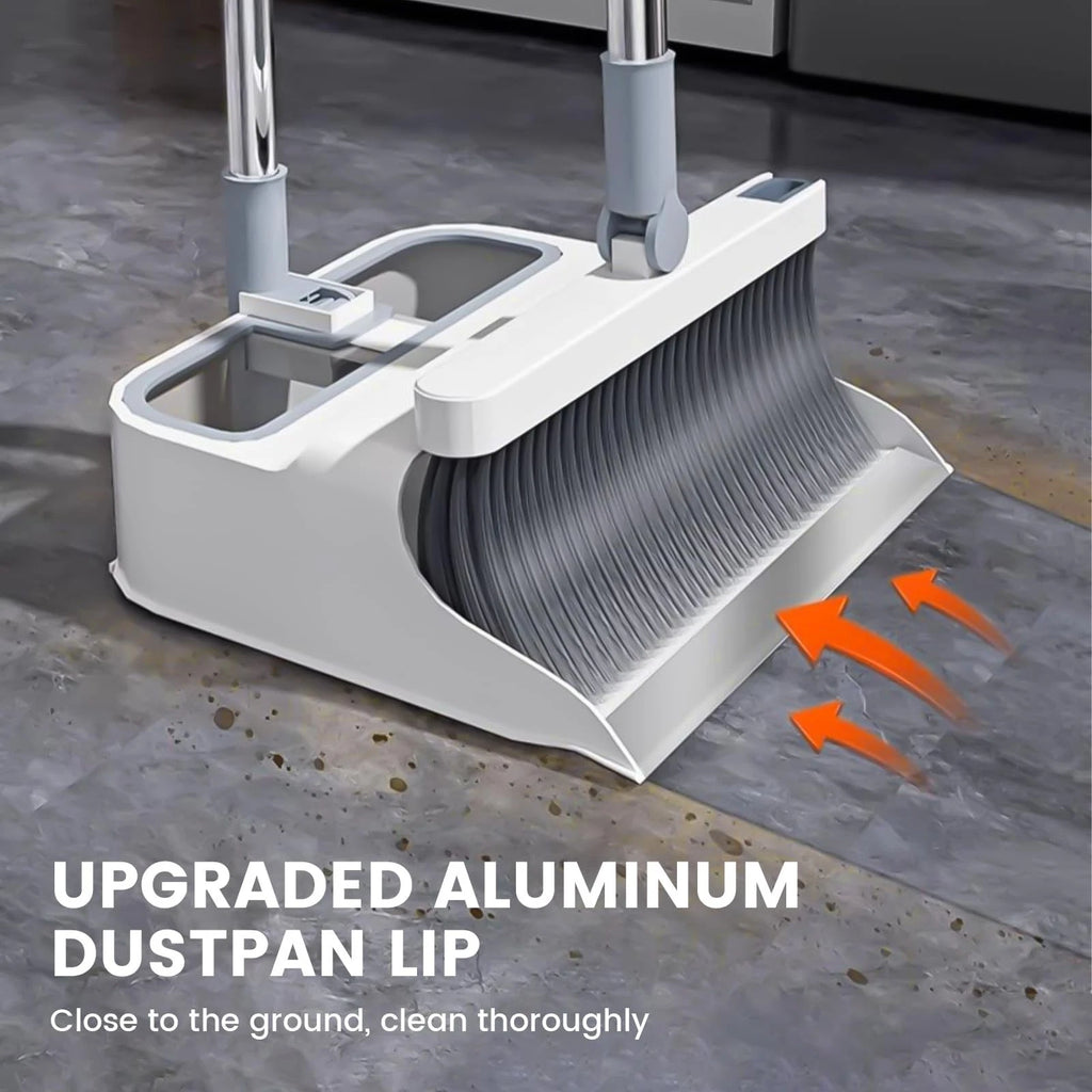 Broom with Dustpan Combo Set,51” Adjustable Long Handle,Broom and Dustpan,Dur...