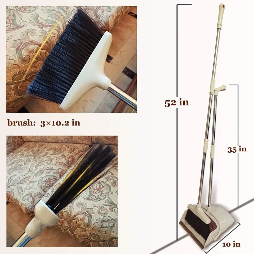 Broom and Dustpan Set Lightweight Upright Lobby Broom and Dust Pan Combo with Lo